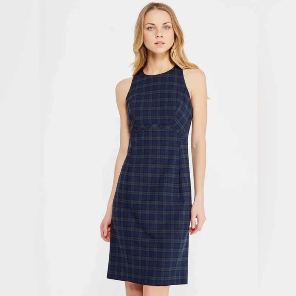 NEW Banana Republic Panel Sheath Dress Women's Tartan Blackwatch Plaid